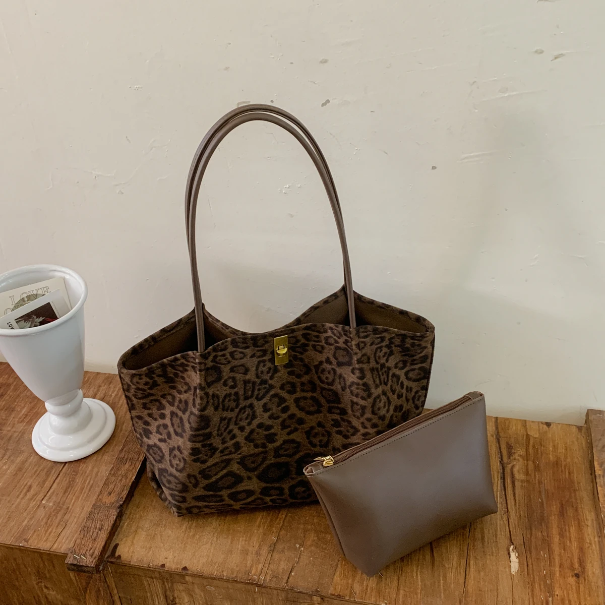 Luxury Bags Tote - Bolsa tote de camurça com estampa